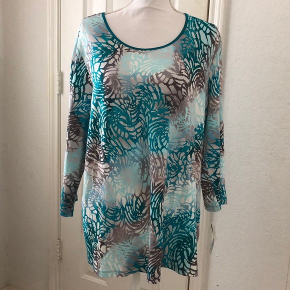 JM Collection Plus Size Three-Quarter-Sleeve - Picture 3 of 7